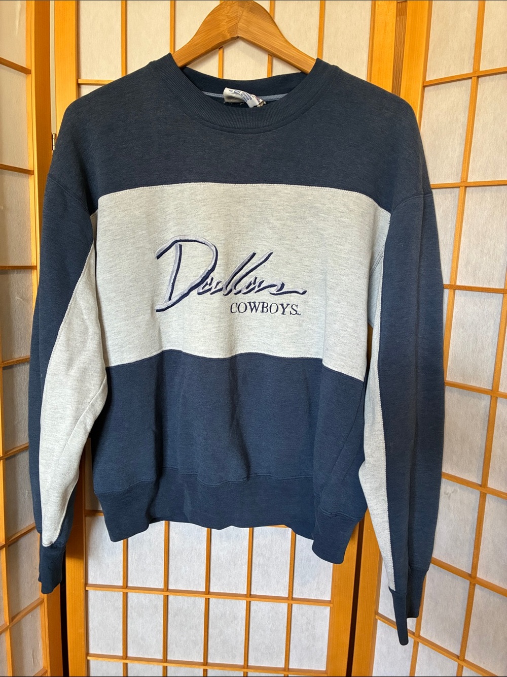 Cowboys Colorblock Crewneck Sweatshirt - Navy and Light Gray